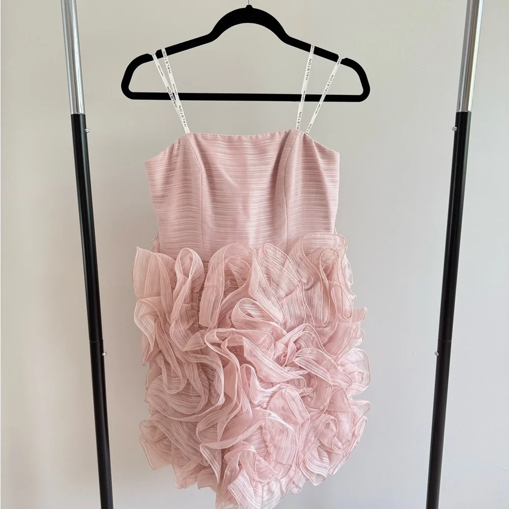 Halston Heritage Pink Ruffled Dress - Picture 1 of 4
